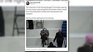 Social media reacts to Senator Bernie Sanders' appearance on Inauguration Day