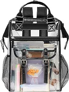 Amazon.com | Clear Backpack Heavy Duty, Black PVC Transparent See Through Backpacks, Large Capacity Bookbag, Stadium Approved Backpacks for School, Work, Travel | Kids' Backpacks