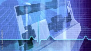 Computer generated animated moving motion background showing scientific biology atoms molecules particles genes DNA