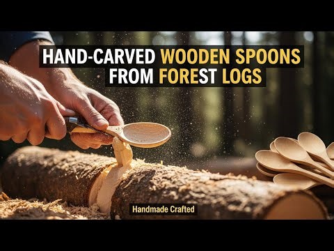 Hand-Carved Wooden Spoons from Forest Logs | Handmade Crafted