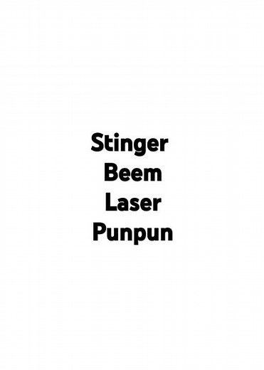Stinger, Beem, Laser, Punpun sound effects. Stinger Radio effect