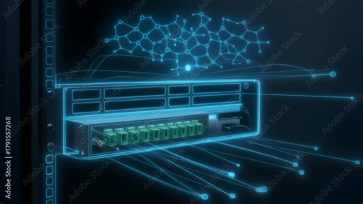 Fiber optic technology technician installs fiber optic patch panel server rack patch cassette providing high speed network connectivity with precise