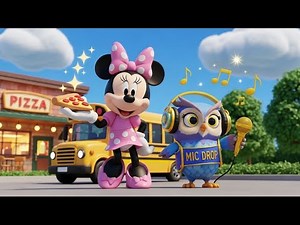 “Minnie Mouse and the Mic-Drop Ride 🎤🦉 | Fun Pizza Bus Adventure 🍕🚌 | Kids Cartoon Story & Song”