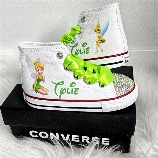 Tinkerbell Converse for Girls Custom Name Tinker Bell Sneakers Personalized Toddler Converse - Etsy