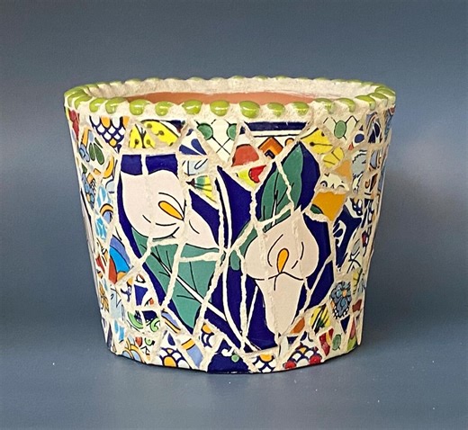 Calla Lily Talavera Planter, Mosaic Tile Pot, Garden Art - Etsy