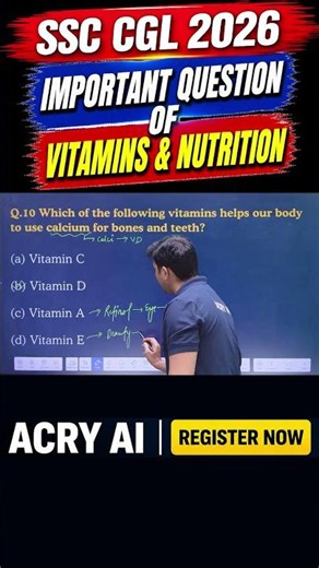 🦴 Which Vitamin Helps Our Body Use Calcium? 🔥 | Strong Bones & Teeth | SSC CGL