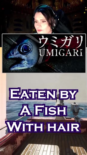Well, well, how the turn tables. Usually I'm the one with hair eating the fish, I assume. #umigari #chillasart #indiehorror