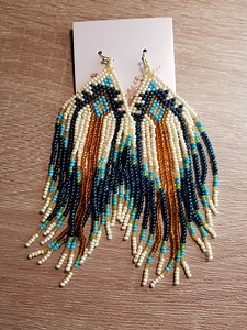 Indigenous Handmade Beaded Fringed Earrings, Aboriginal Beaded Fringed Earrings, Inuit Beaded Fringed Earrings, Inuk Beaded Fringed Earrings - Etsy