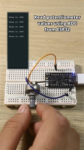 Read analog values with a ESP32 and a potenciometer #esp32