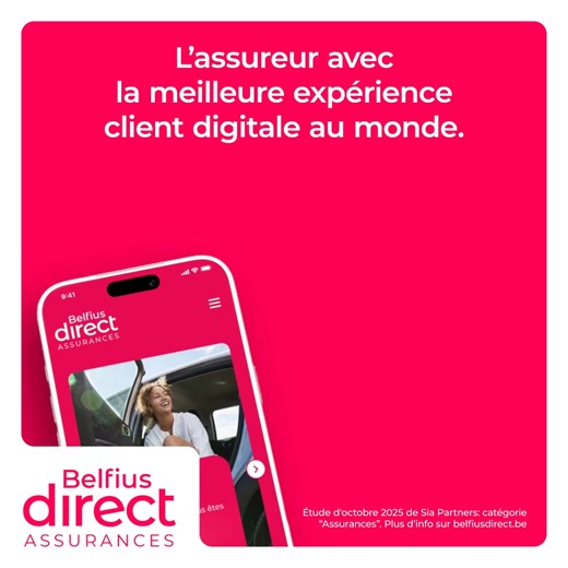 🏅 Belfius Direct Assurances est numéro 1 mondial en expérience client digitale ! Une étude internationale menée par Sia, qui a comparé 110 assureurs dans le monde, place notre marque tout en haut du podium. 💪 Une belle reconnaissance de notre mission : rendre l’assurance innovante, accessible et 100% digitale. C’est le fruit du travail passionné de nos équipes, qui réinventent chaque jour la manière de vivre l’assurance. Nos clients sont notre plus grande source d’inspiration – vos attentes no