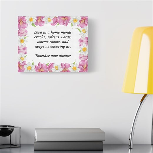 Custom Floral Wall Art, Personalized Quote Canvas, Botanical Frame Print, Cottagecore Home Decor, Wedding or Anniversary Gift - Etsy