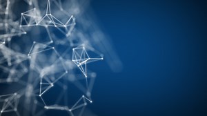 Abstract beautiful geometric background with moving lines, dots and triangles.