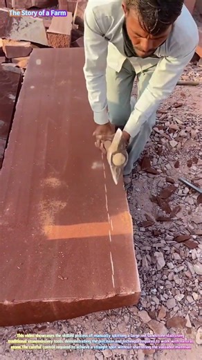 Hand-Splitting Red Sandstone: Traditional Stone Craftsmanship 🪨🔨