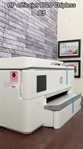 HP officejet 9720 cetak maksimal A3 kaca scan F4 sudah chipless infuss tabung free tinta pigment 500ml 081225459112 tersedia di shopee #percetakan #percetakanrumahan #printerhp #printerA3