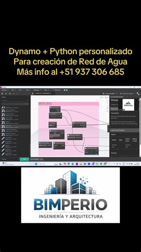 #Dynamo #Python para creación de Red de Agua personalizado #BIM para #ingenieriasanitaria en #Civil3D Más información al 51 937 306 685