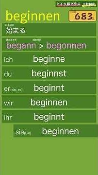 beginnen「始まる」【聞き流しドイツ語動詞変化暗記動画063】動詞の人称変化と過去基本形・過去分詞（睡眠学習にもどうぞ）
