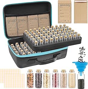 Amazon.com : 120 Slots Seed Storage Organizer with 20 Seed Envelopes, Seed Storage Box Organizer with Double Zipper Bag Label Stickers(Seeds not Included), Seed Container Storage for Flower Vegetable Plants Garden : Patio, Lawn & Garden