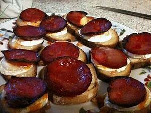 Recette : chorizo sur toast de chèvre chaud