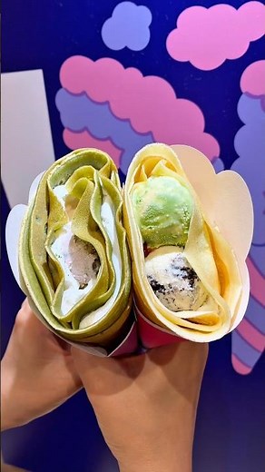 全国で数百店補しか食べることができないサーティワンのクレープ。抹茶もちもち生地に抹茶ソースを使ってて濃厚な抹茶の風味。アイスはお店にある数十種類のアイスが選べて何回食べても違った味わい楽しめる！