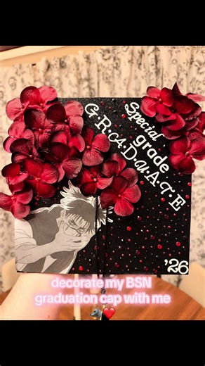 graduation fashion but make it jjk. prob going to do graduate in different letters, i just ran out🙈 #jjk #chosojujutsukaisen #graduationcap #bsn