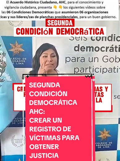 Segunda Condición Democrática:Crear un registro de víctimas y familiares de las protestas, extorsión y sicariato #politicaperu #limaperu#elecciones2026peru #acuerdohistóricociudadano #puno_peru