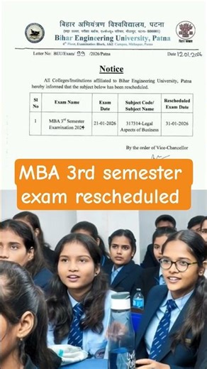 MBA 3rd semester exam rescheduled