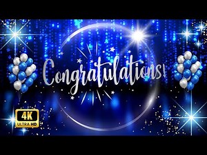 Congratulations in Blue & Silver 🎓 1 Hour 4K UHD Wallpaper Loop Graduation & Achievement Background