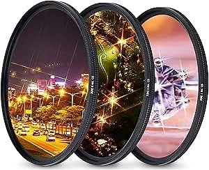 JJC 72mm Variable Star Filter Cross Screen Starburst Filter Kit for Nikon Z 24-70mm f4 S Lens for Sony E PZ 18-105mm f4 G Lens for Fuji XF 16-80mm f4 R Lens & Other Lenses with 72mm Filter Thread