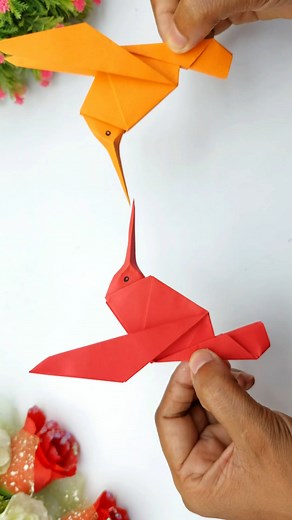 56K views · 998 reactions | Paper HummingBird  Origami Bird Making #shorts #reels | Creative Art & Craft Ideas | Facebook