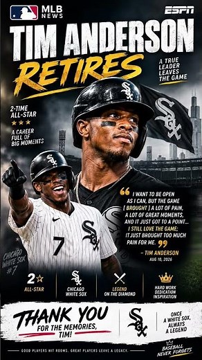 Tim Anderson Retires 😢⚾ | MLB Legend Says Goodbye #sportsnews #premierleague