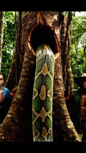 Chainsaw Slices Tree Open, Exposing a Terrifying Snake Inside! #chainsaw#amazing#wood