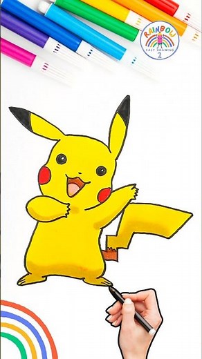 How to Draw Pikachu | Pikachu Drawing Tutorial 🌈 💛🐾 #short #pikachu #pokemon #gaming #drawing