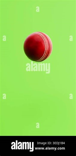 Cricket Ball Bouncing on Green Background with Copy Space, Vertical Portrait Format, Seamless Loop 3D Animation Stock Video Footage - Alamy