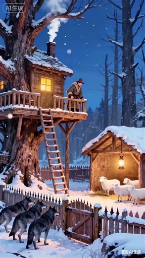 Moon Pillow with Snowfall Theme