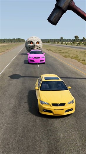 Big & Small Cars vs Giant Hammer - BeamNG.drive
