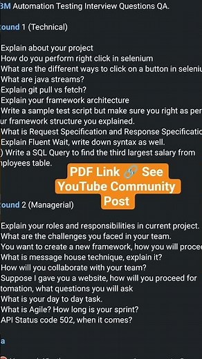 IBM Automation Testing Interview Questions #infosys #tcs #interviewtips #interview #softwaretesting
