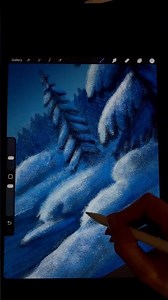 Drawing Winter Landscape ❄️⛄️ #shorts #winter