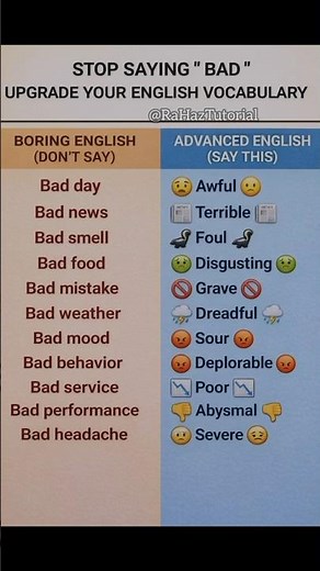 Stop using the basic word “bad” and start speaking clear, powerful English 💬