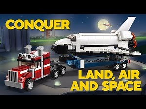 Blast off in the LEGO® Creator 3in1 Shuttle Transporter, Helicopter or Car!