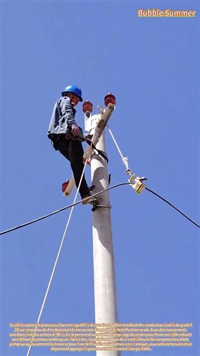 Développement des Infrastructures : Installation de Conducteurs Isolés sur un Poteau de Distribution