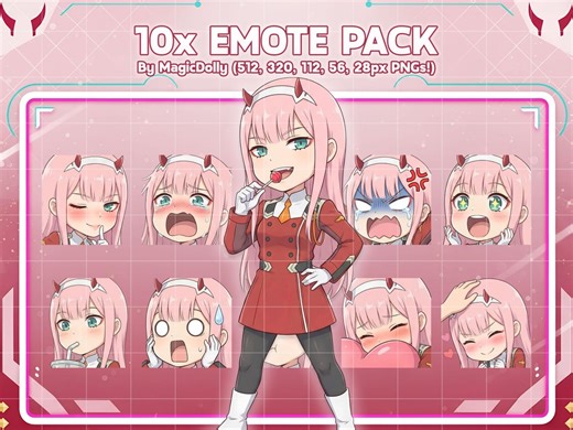 Zero Two Emotes, Darling in the Franxx Anime Chibi Stickers Emoji for Discord/twitch/youtube (digital Download) - Etsy