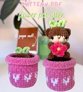 Flower Pot Otter Pop-it Crochet Pattern | Interactive Plant Animal Amigurumi PDF Tutorial | Fidget Toy Pattern Download - Etsy
