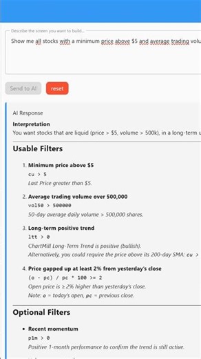 ChartMill AI Screener Short Video