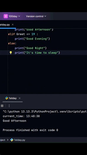 Make an automatic greeting code in python #python #pycharm #code #trending 💯