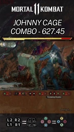 Johnny Cage Combo Tutorial MK11 - 627.45 🔥