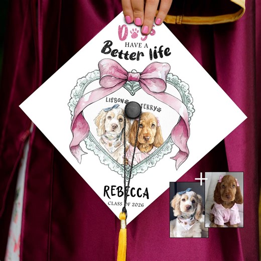 Personalized Photo Dog Graduation Cap Topper, Custom Grad Cap for Dog Mom, Pet Lovers Gift, Graduation Keepsake, Class of 2026 - Etsy
