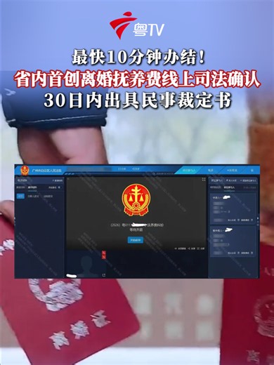 最快10分钟办结！广东省内首创离婚抚养费线上司法确认