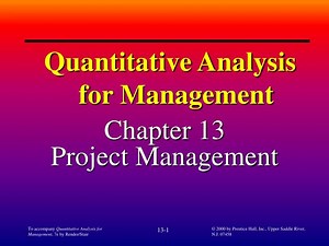 Quantitative Analysis for Management - SlideServe