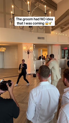 Surprising the Groom with a Saxophone at the Wedding