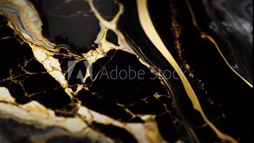 Luxury Black Marble stone with gold lines background texture. Slow panoramic camera motion, macro with deep focus (blur). High detailed 4K video. Pattern texture surface panning background.